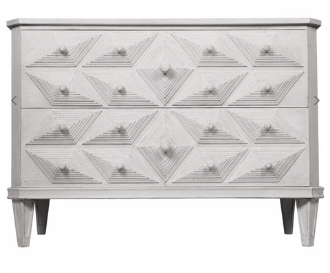 Art Deco Geometric Painted Drawer Chest with Knob Handles