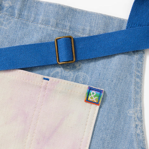 Tie-Dye Bib Apron with Embroidery and Adjustable Pockets