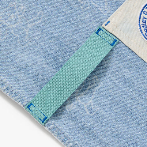 Tie-Dye Bib Apron with Embroidery and Adjustable Pockets