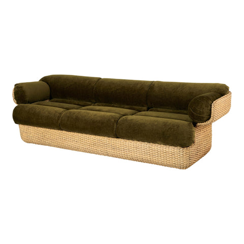 Bohemian Handcrafted Velvet Standard Sofa with Rolled Armrests