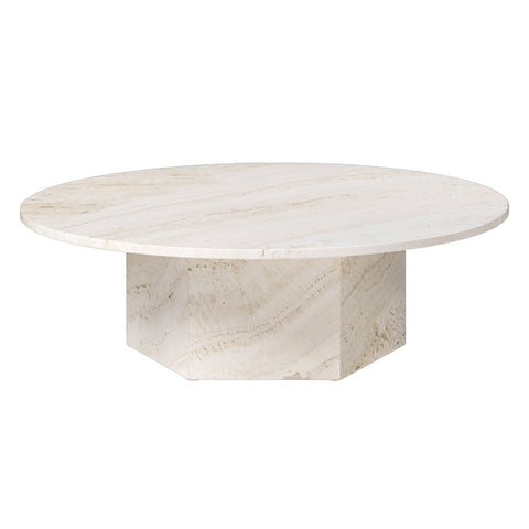 Timeless Minimalist Round Stone Coffee Table with Drum Base