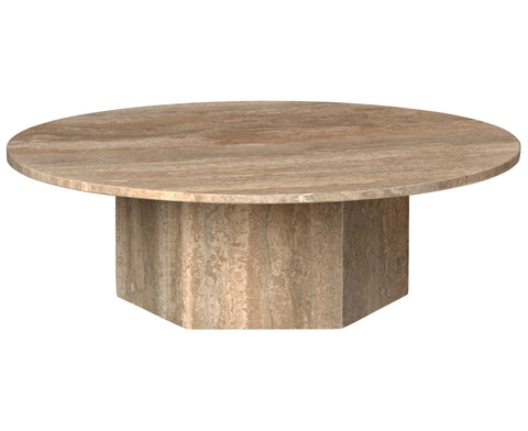 Timeless Minimalist Round Stone Coffee Table with Drum Base