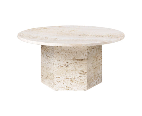 Timeless Minimalist Round Stone Drum Coffee Table