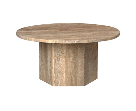 Timeless Minimalist Round Stone Drum Coffee Table