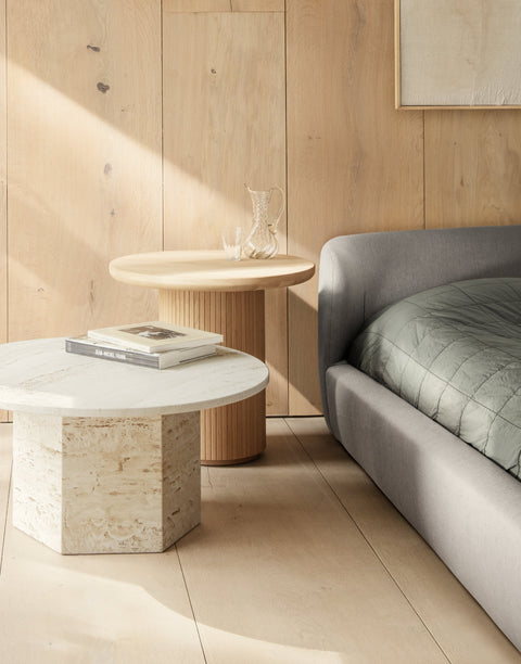 Timeless Minimalist Round Stone Drum Coffee Table