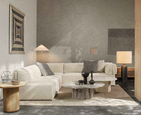 Timeless Minimalist Round Stone Drum Coffee Table