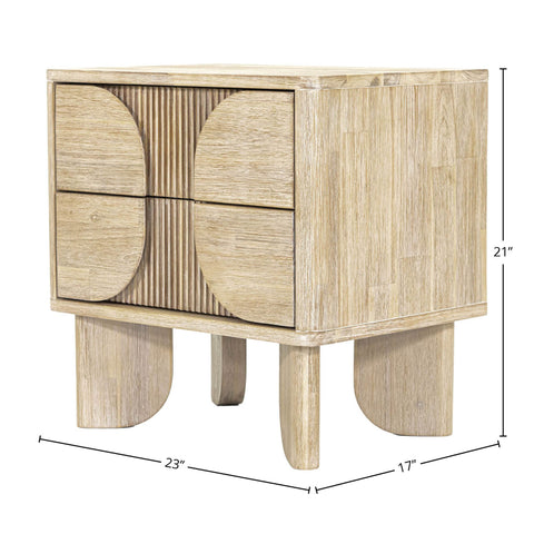 LH Imports Haru Modern Fluted Geometric Nightstand