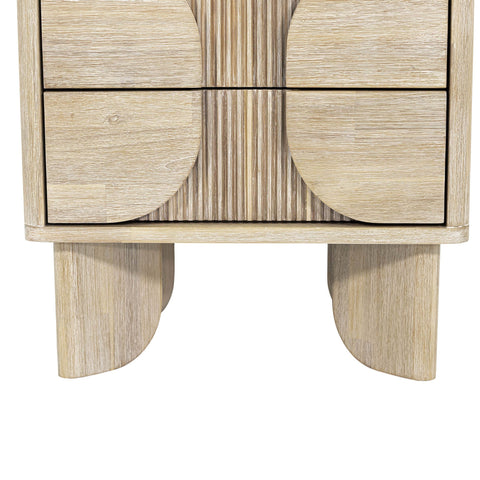 LH Imports Haru Modern Fluted Geometric Nightstand