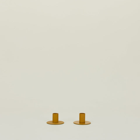 ESSENTIAL METAL CANDLE HOLDERS, SET OF 2 - MUSTARD