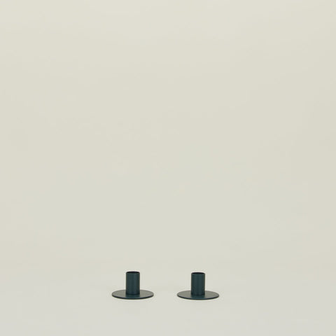 ESSENTIAL METAL CANDLE HOLDERS, SET OF 2 - PEACOCK