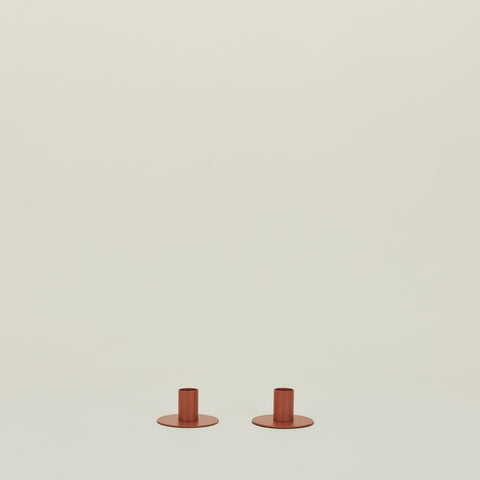 ESSENTIAL METAL CANDLE HOLDERS, SET OF 2 - TERRACOTTA