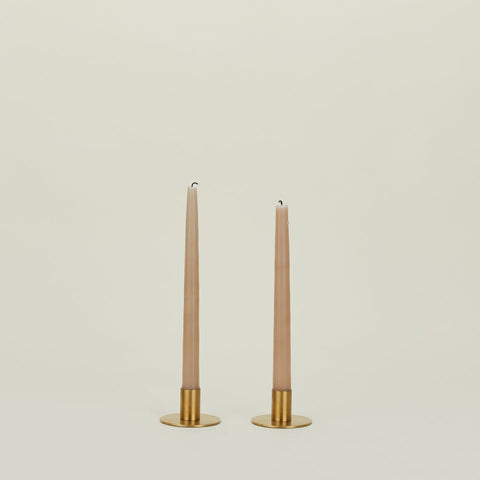 ESSENTIAL METAL CANDLE HOLDERS, SET OF 2 - BRASS