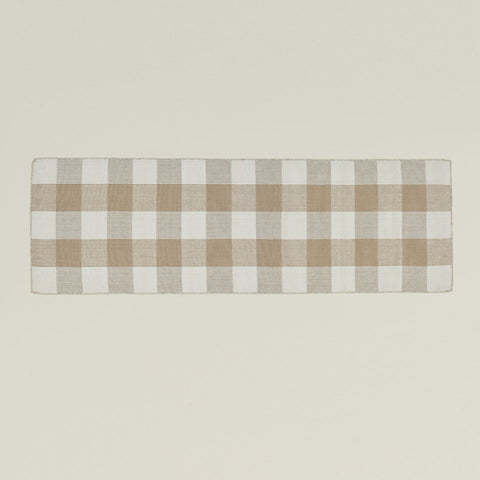 Scandinavian Plaid Wool Area Rug in Beige - Rectangle