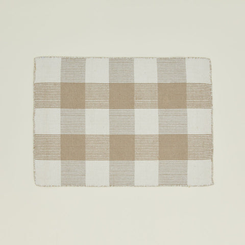 Scandinavian Plaid Wool Area Rug in Beige - Rectangle