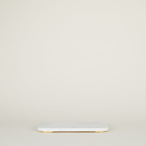 SIMPLE MARBLE + BRASS SERVING BOARD - SMALL