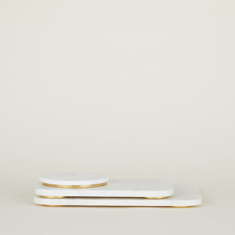 SIMPLE MARBLE + BRASS SERVING BOARD - SMALL
