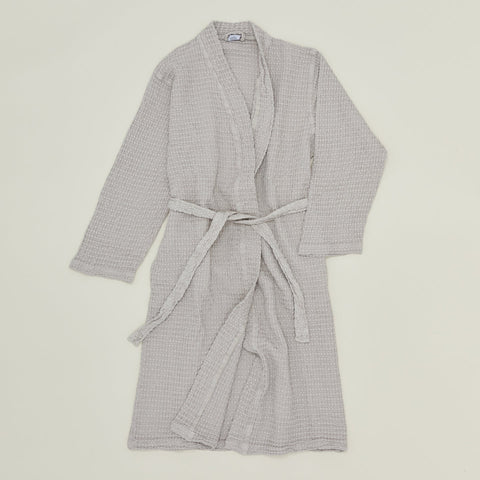 SIMPLE WAFFLE BATHROBE - LIGHT GREY
