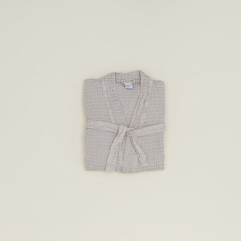 SIMPLE WAFFLE BATHROBE - LIGHT GREY