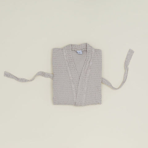 SIMPLE WAFFLE BATHROBE - LIGHT GREY
