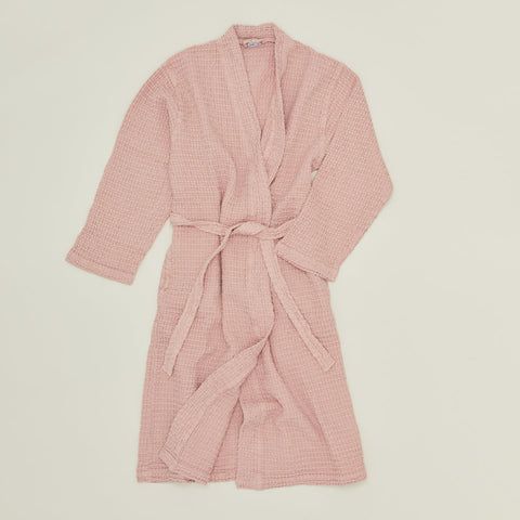 SIMPLE WAFFLE BATHROBE - BLUSH