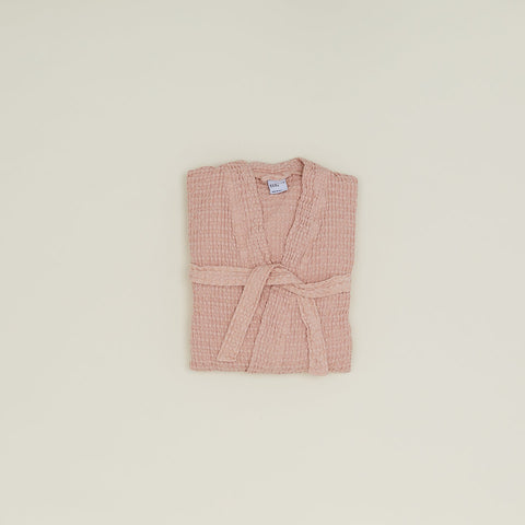 SIMPLE WAFFLE BATHROBE - BLUSH