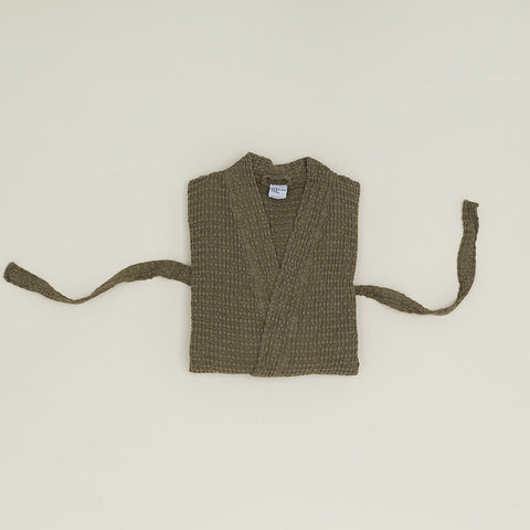SIMPLE WAFFLE BATHROBE - OLIVE