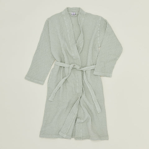 SIMPLE WAFFLE BATHROBE - SAGE