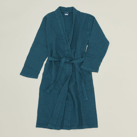SIMPLE WAFFLE BATHROBE - PEACOCK