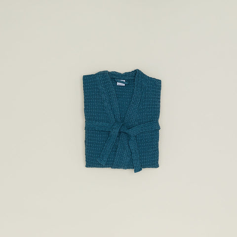 SIMPLE WAFFLE BATHROBE - PEACOCK
