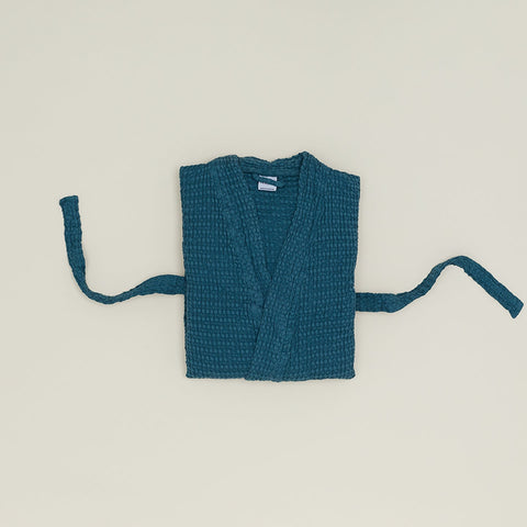SIMPLE WAFFLE BATHROBE - PEACOCK