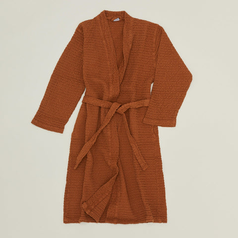 SIMPLE WAFFLE BATHROBE - TERRACOTTA