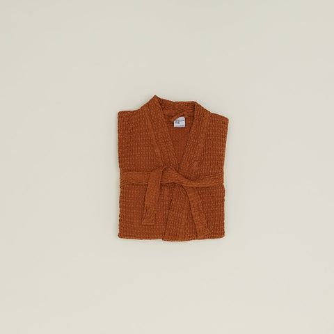 SIMPLE WAFFLE BATHROBE - TERRACOTTA