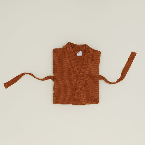 SIMPLE WAFFLE BATHROBE - TERRACOTTA