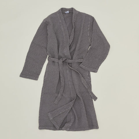 SIMPLE WAFFLE BATHROBE - DARK GREY