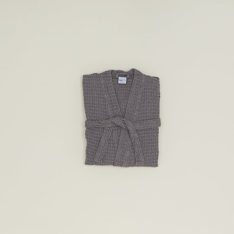 SIMPLE WAFFLE BATHROBE - DARK GREY