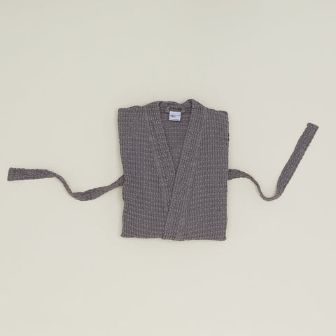 SIMPLE WAFFLE BATHROBE - DARK GREY