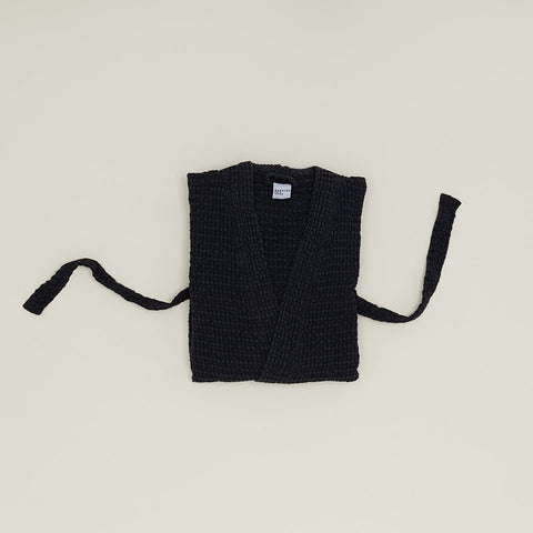SIMPLE WAFFLE BATHROBE - BLACK