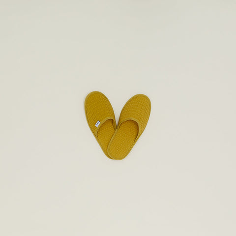 SIMPLE WAFFLE SLIPPERS - MUSTARD