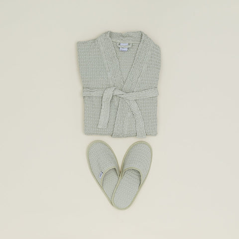 SIMPLE WAFFLE BATHROBE - SAGE