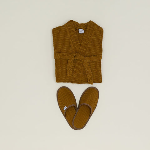 SIMPLE WAFFLE BATHROBE - BRONZE