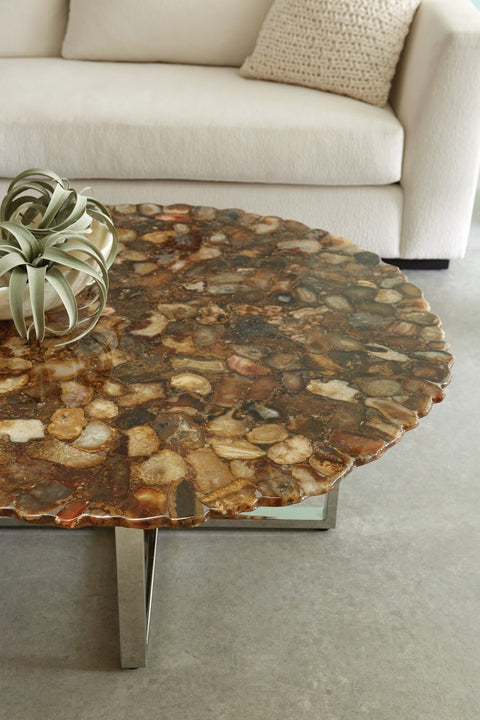 Agate Abstract Round Coffee Table in Contemporary Style