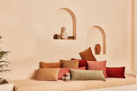 Artful Traditionalist Minimalist Cotton Velvet Lumbar Pillow