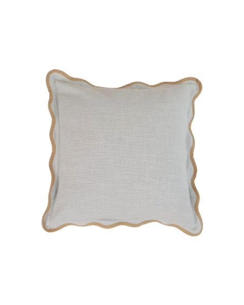 Monochromatic Contemporary Scallop Trim Square Accent Pillow