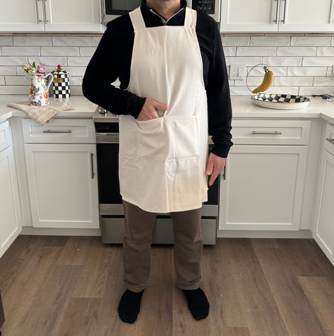 Pinafore Solid Crossback Apron with Patch Pockets