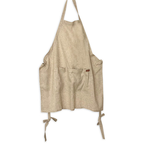 Solid Bib Apron with Patch Pockets