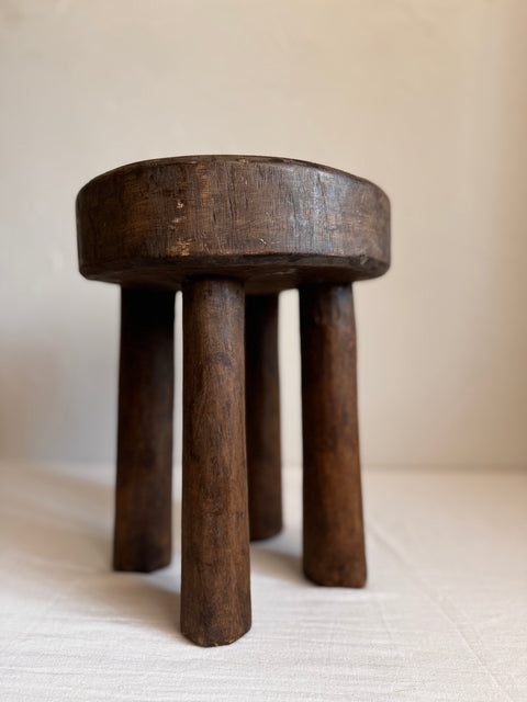 Global Eclecticist Handmade Carved Organic Accent Stool