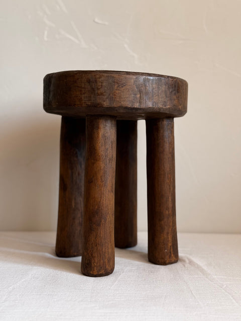 Global Eclecticist Handmade Carved Organic Accent Stool