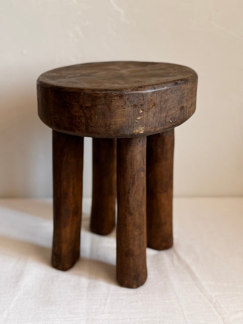Global Eclecticist Handmade Carved Organic Accent Stool