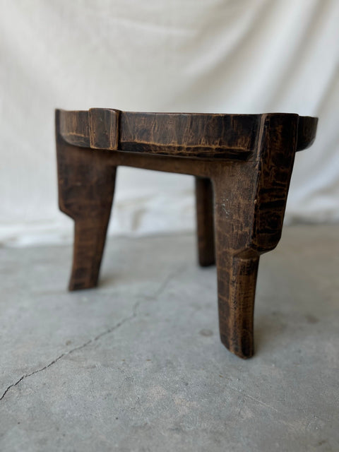 Global Eclecticist Vintage African Handmade Carving Accent Stool