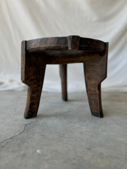 Global Eclecticist Vintage African Handmade Carving Accent Stool